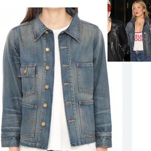 The Great Barn Jacket Womens Size 2 Blue Denim Boxy Western Classic Button Up